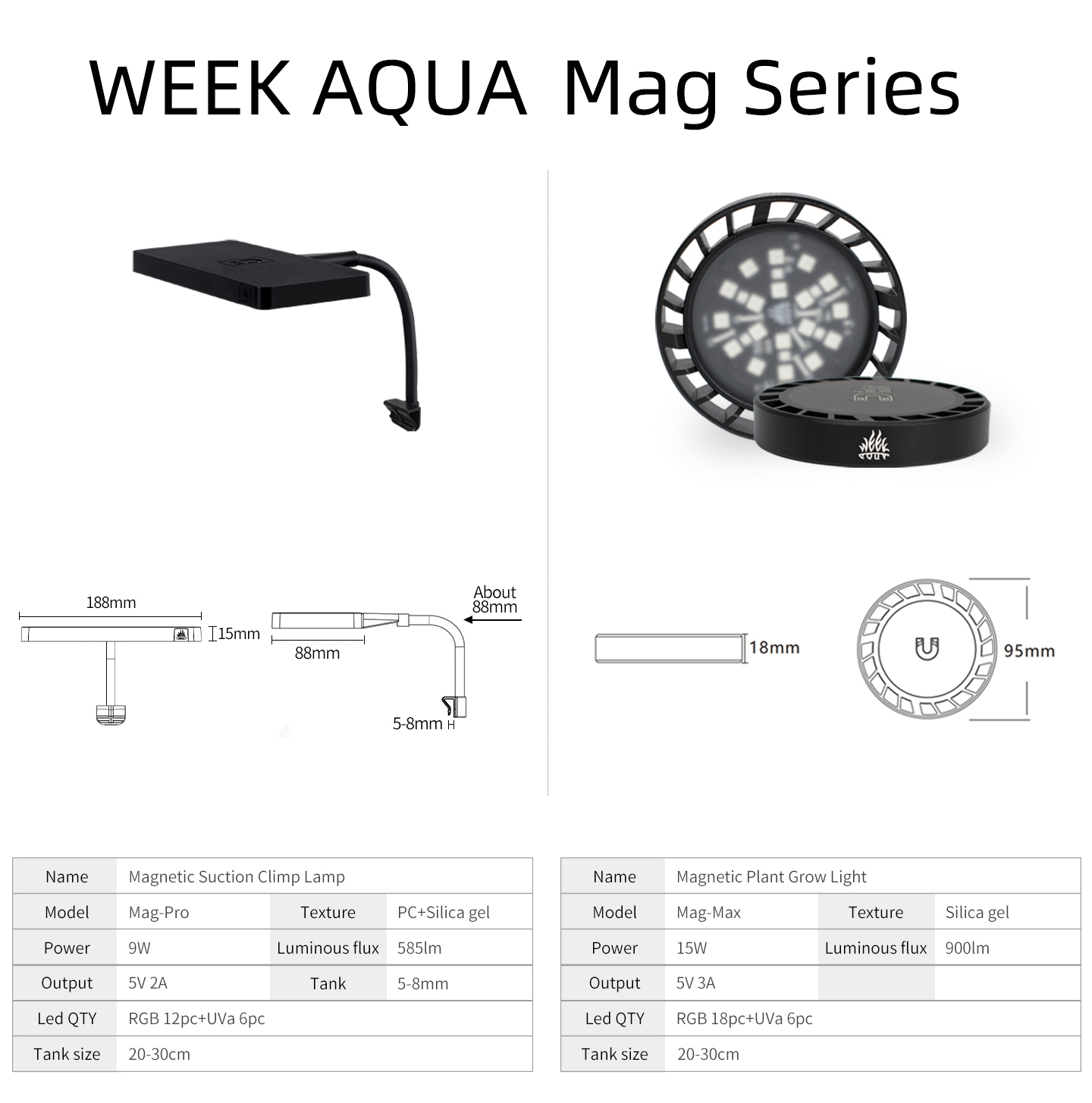 WEEK AQUA Mag Pro Mag Max Nano - Aquarium Fish Light Lamp review and price